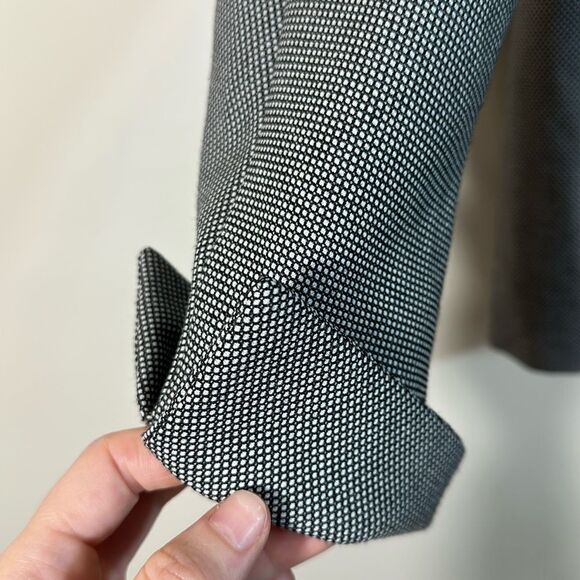 Vintage Brighton One Button Houndstooth Lined Black White Blazer Women Medium 40 - Picture 4 of 12